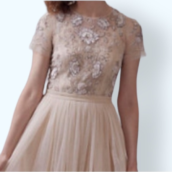 BHLDN Needle & Thread Style Sakara 6 Pink Champagne Beaded Bodice Formal Gown - Picture 8 of 11